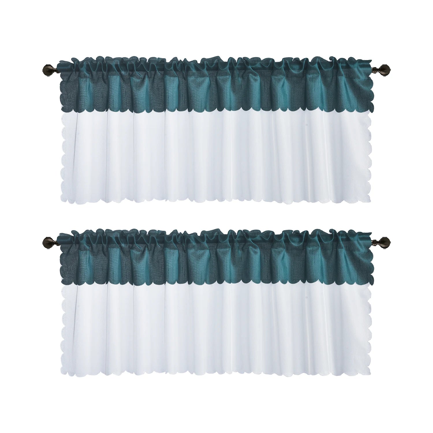 2PCS  rod pocket type Tulle Sheer joint with Blackout curtains