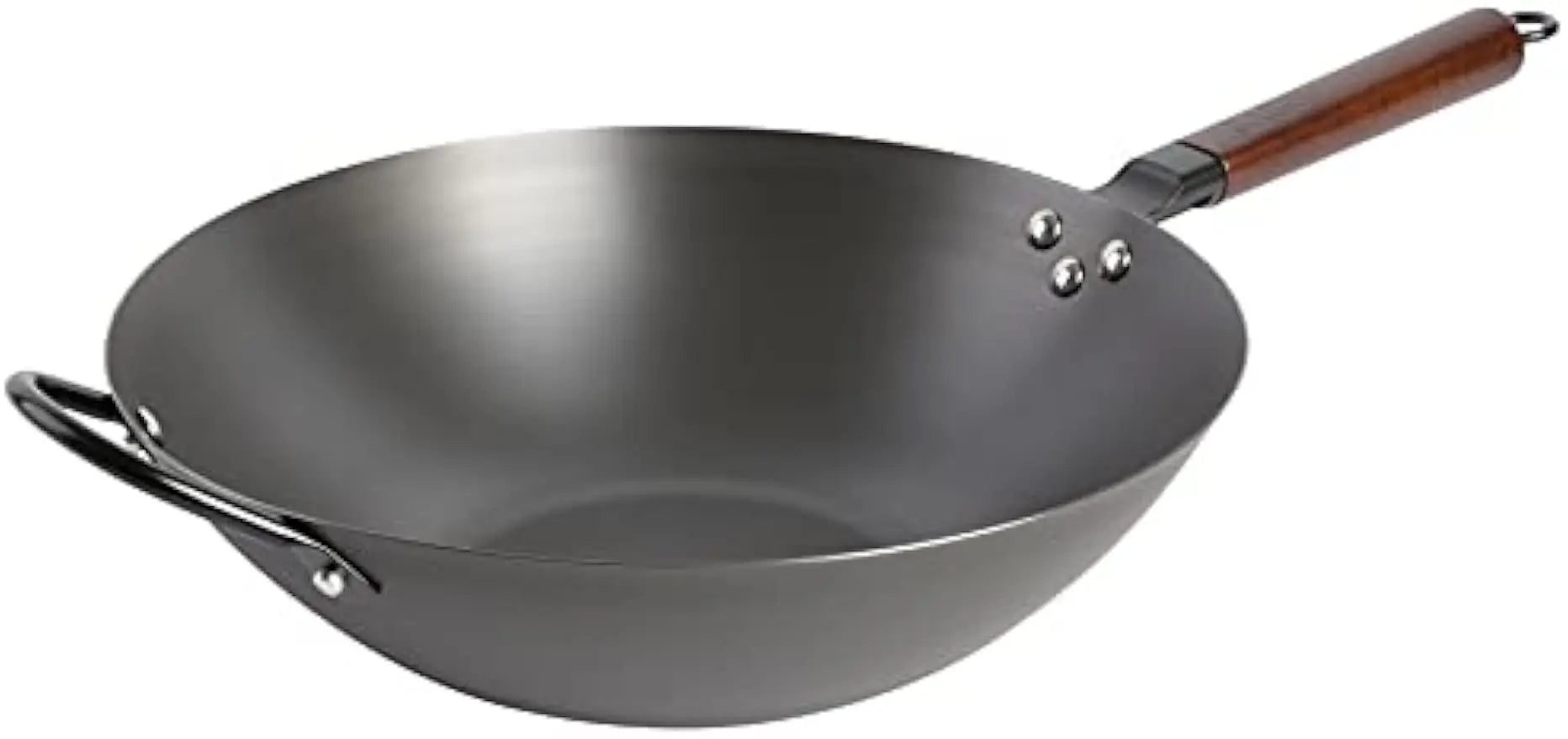 14-Inch Flat Bottom Carbon Steel Wok Pan for Stir Frying and Cooking