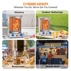 Shawarma Grill Machine13 lbs Chicken Shawarma Cooker Gas Vertical Broiler Gyro Rotisserie Oven Doner Kebab for Home