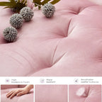 Pink Velvet Loveseat Sofa Set w/ 2 USB & 2 Cupholders