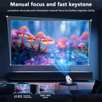 Smart projector with Android 11 system, Wi-Fi 6/Bluetooth 5.2, suitable for movie streaming and enhanced gaming experience