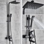 Luxury Bathroom Shower Faucet Wall Mounted Swivel Spout Shower Set Square Rainfall Water Tap Mixer System Hot Cold Taps