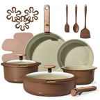 Ceramic Cookware Set, Pots and Pans Set Non Stick with Detachable Handle, RV Kitchen Cooking Set, Induction and Oven Safe, PFAS
