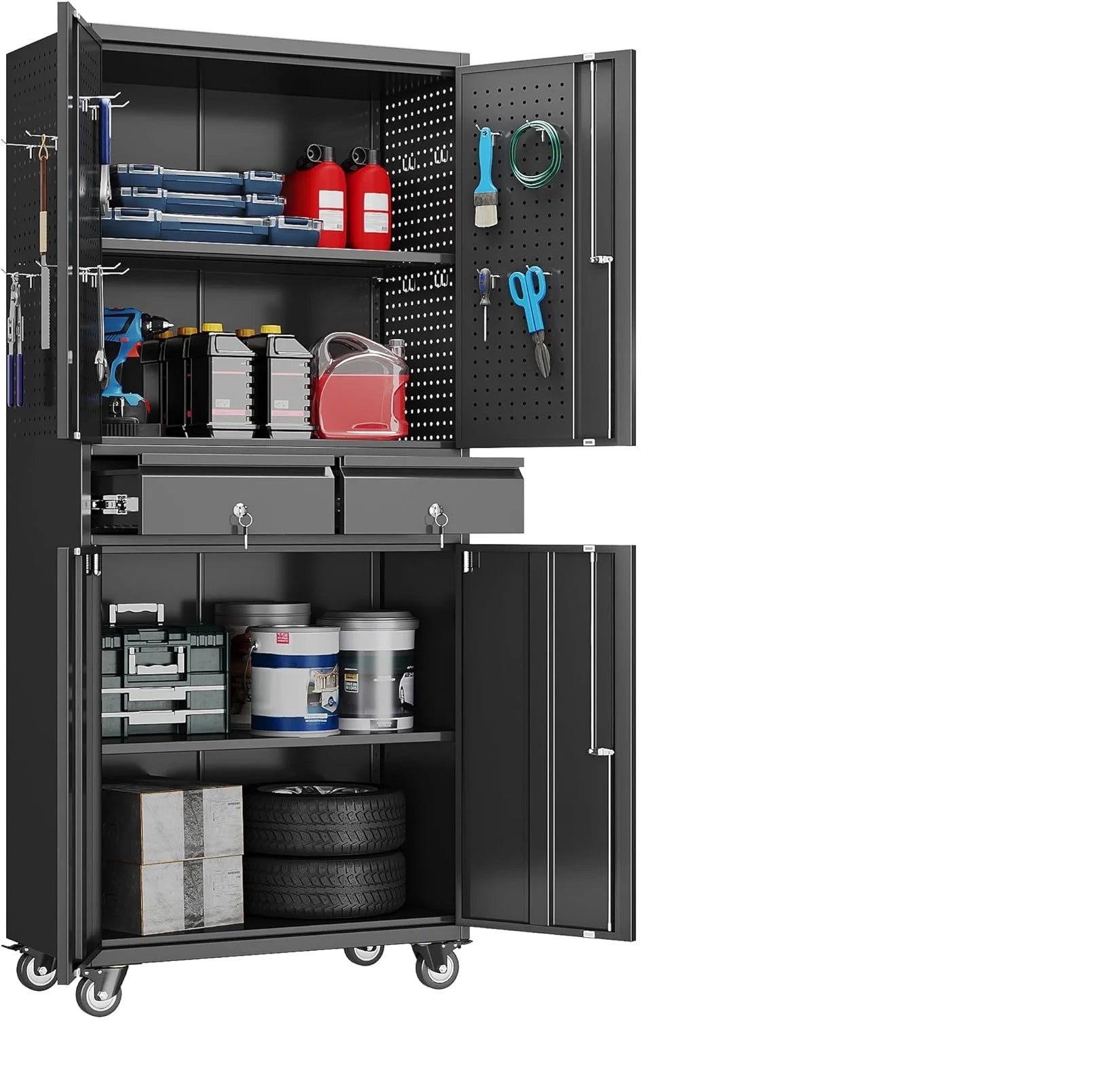 Metal Garage Storage Cabinet with Locking and Adjustable Shelves