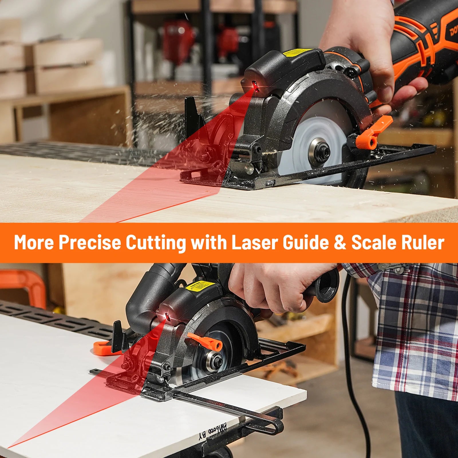 4-1/2" Circular Saw, Laser Guide, Metal Handle, 6 Blades, 1-11/16"(90°) Cut Depth, for Wood, Metal & Tile