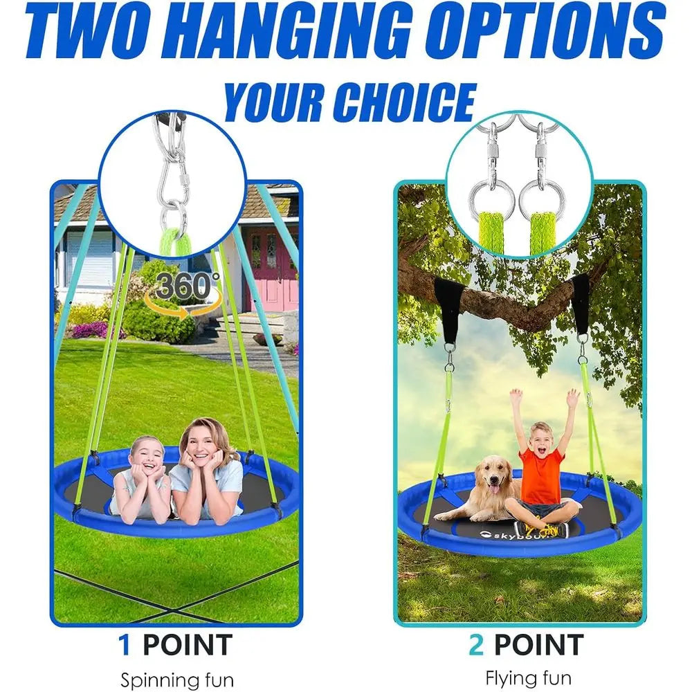 Heavy-Duty 600LB Tree Swing with Waterproof Seat for Kids and Adults - Blue