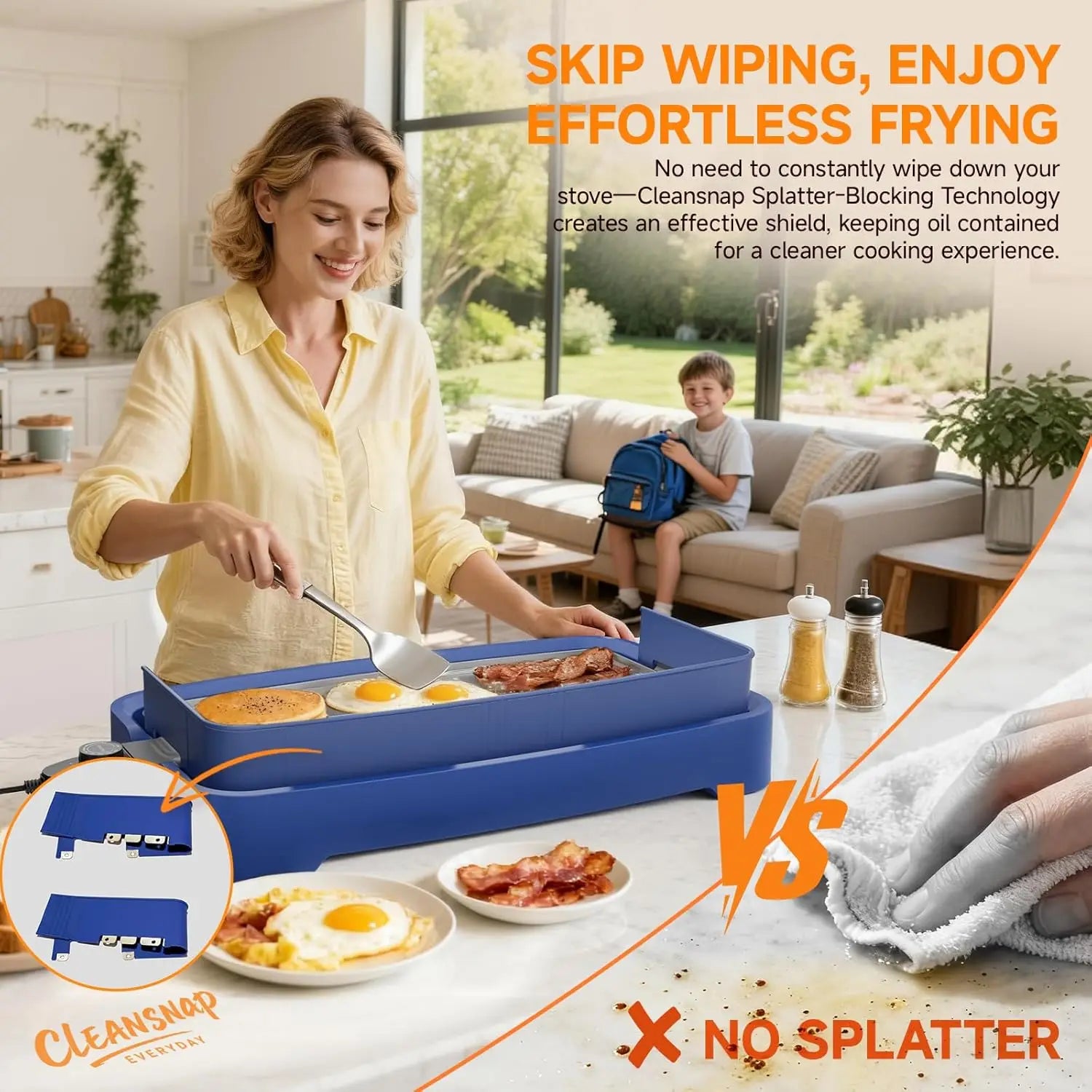Cleansnap 20-inch Electric Griddle Nonstick Grill Foldable Design Perfect Gift for Family Feasts