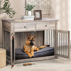 44 Inch Large Dog Crate Furniture with 2 Storage Drawers