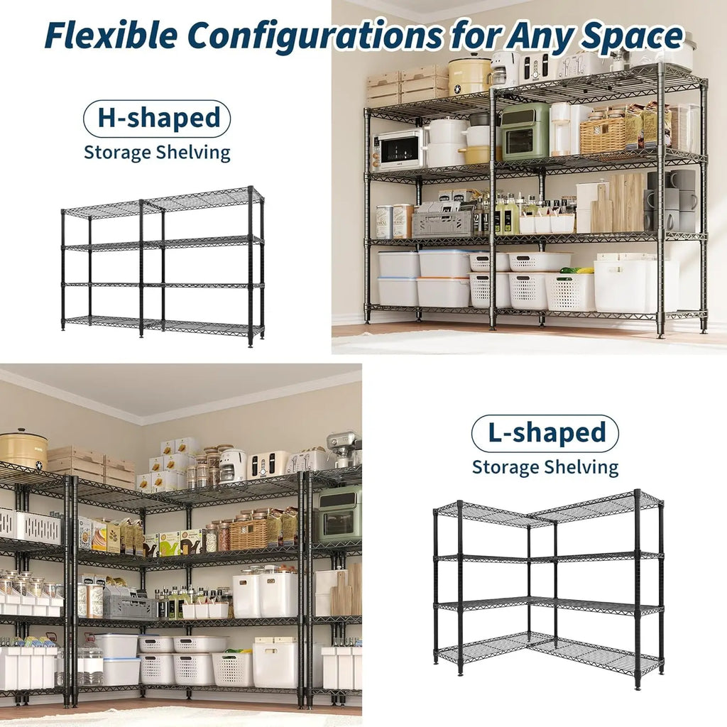 Heavy Duty Metal Shelving Unit 4-Tier Wire Rack Shelves for Storage