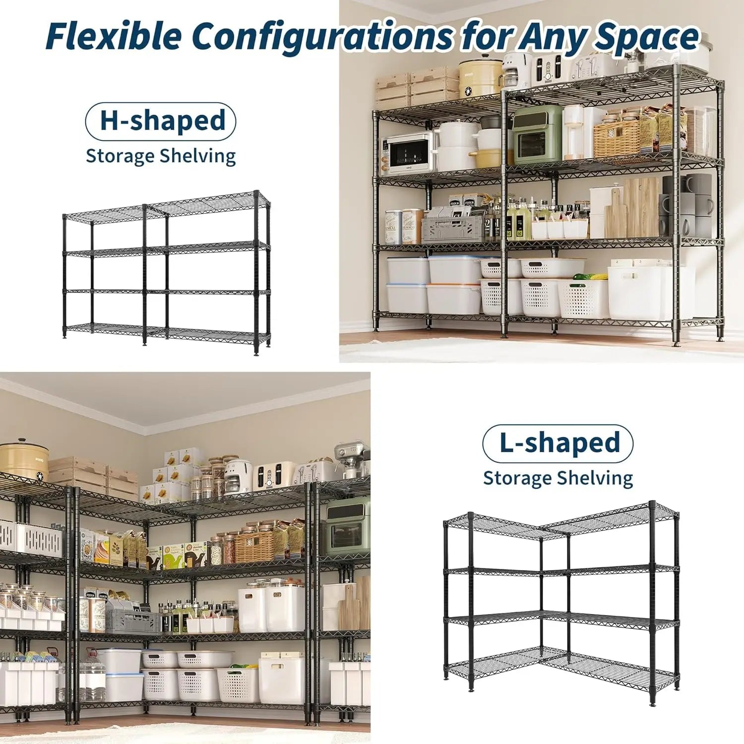 Heavy Duty Metal Shelving Unit 4-Tier Wire Rack Shelves for Storage