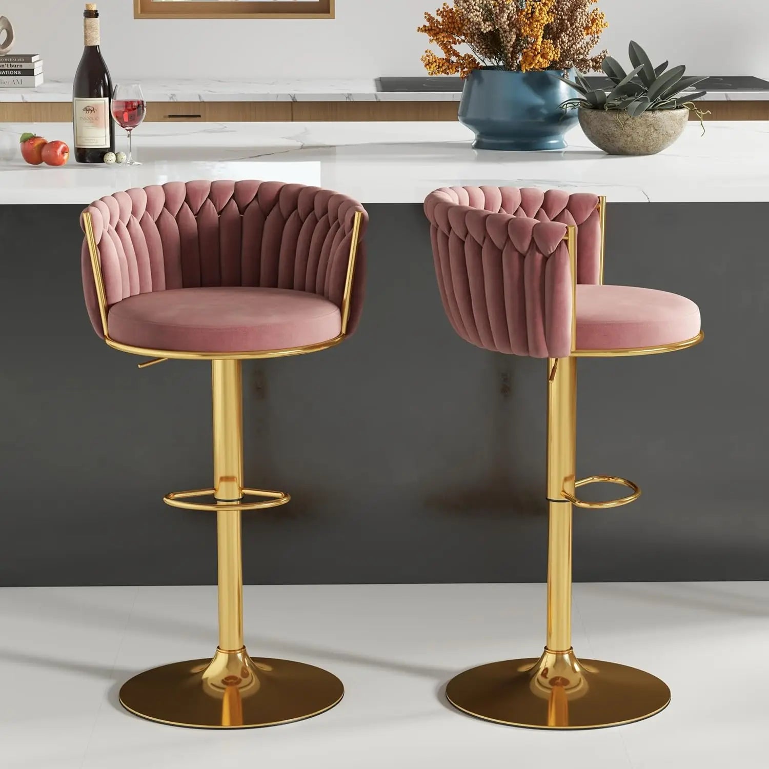 27″ Counter Stools with Upholstered Backrest