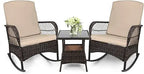 3 pcs Rocking Bistro Set for Porch Lawn Garden Backyard Deck