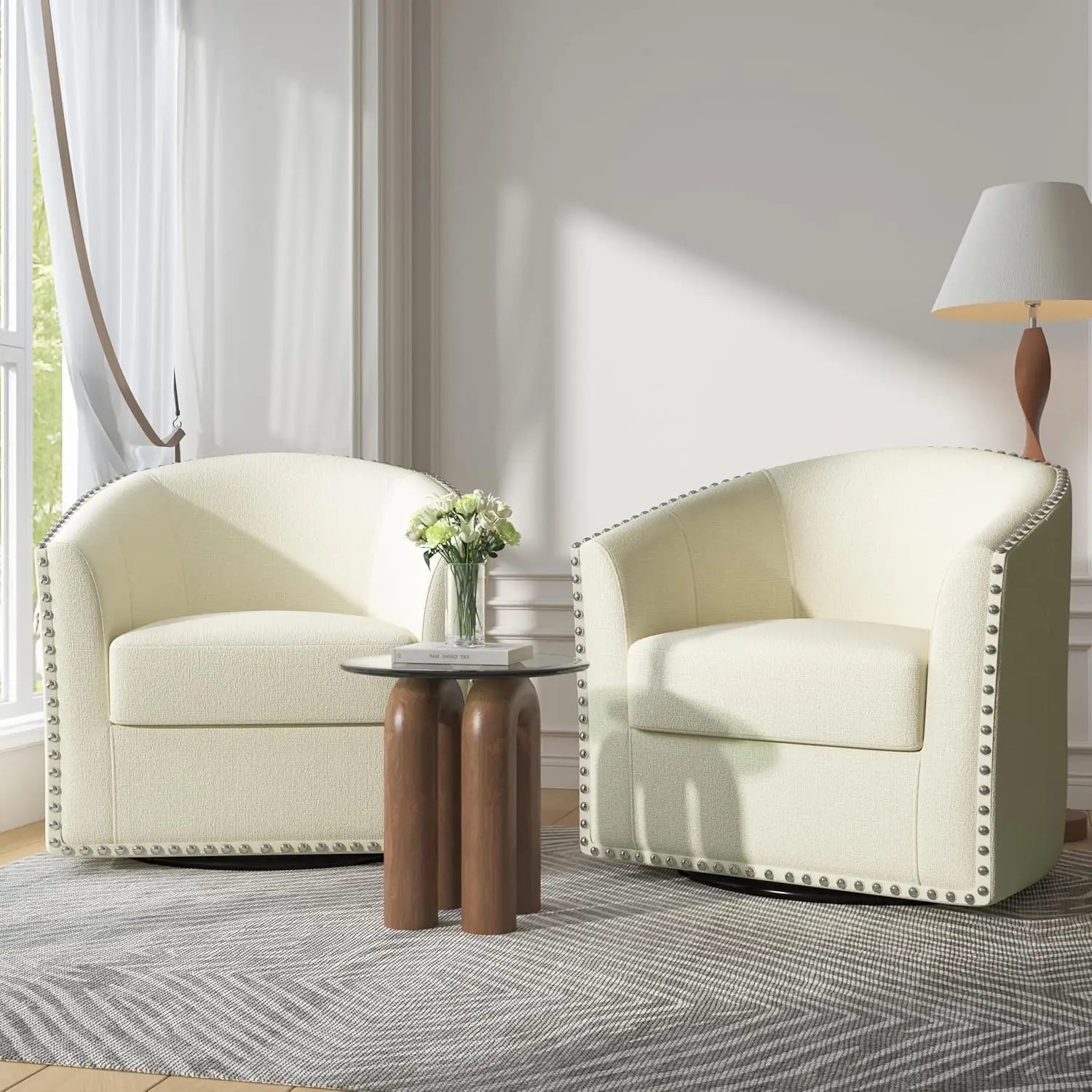 360° Swivel Barrel Accent Chairs Set of 2