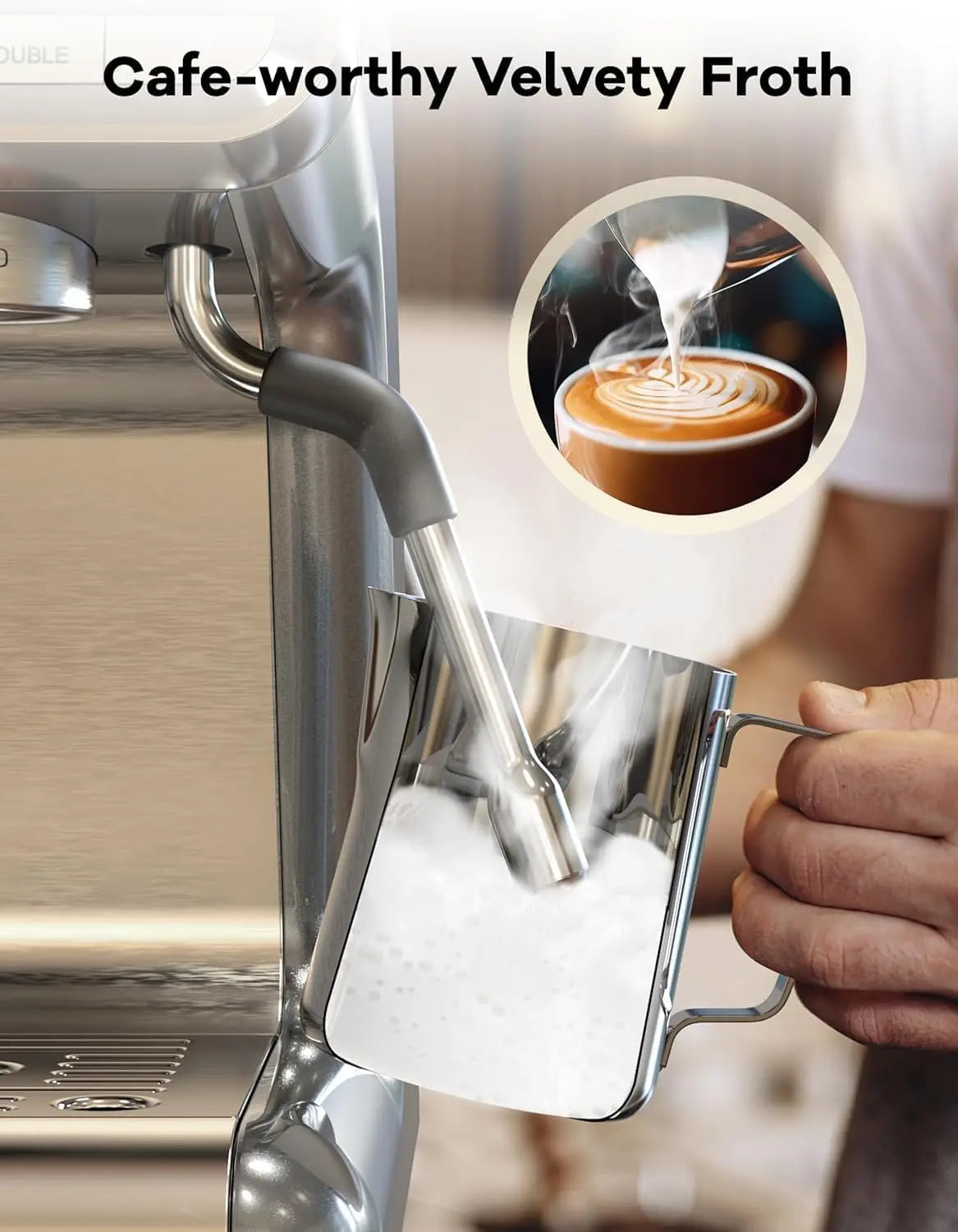 1450W Semi Automatic Espresso Maker with Grinder for Latte, Cappuccino Lover