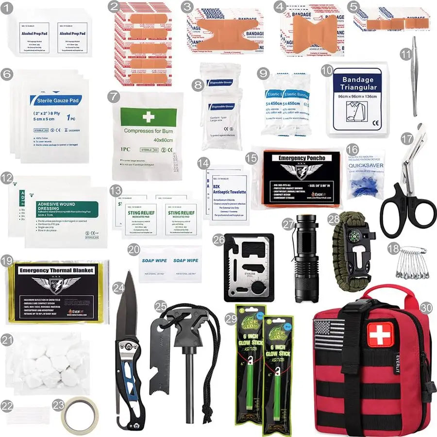 250 Pieces Survival First Aid Kit for Camping Boat Hunt