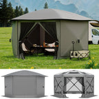 13FT Pop Up Gazebo 6-Sided Outdoor Canopy Tent With Mosquito Netting Removable Roof Wind Sidewalls