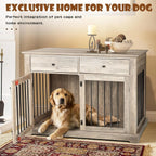 44 Inch Large Dog Crate Furniture with 2 Storage Drawers