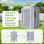 5 x 4 FT Resin Outdoor Storage Shed, All-Weather Plastic Garden Shed with Floor, Lockable Doors & Windows