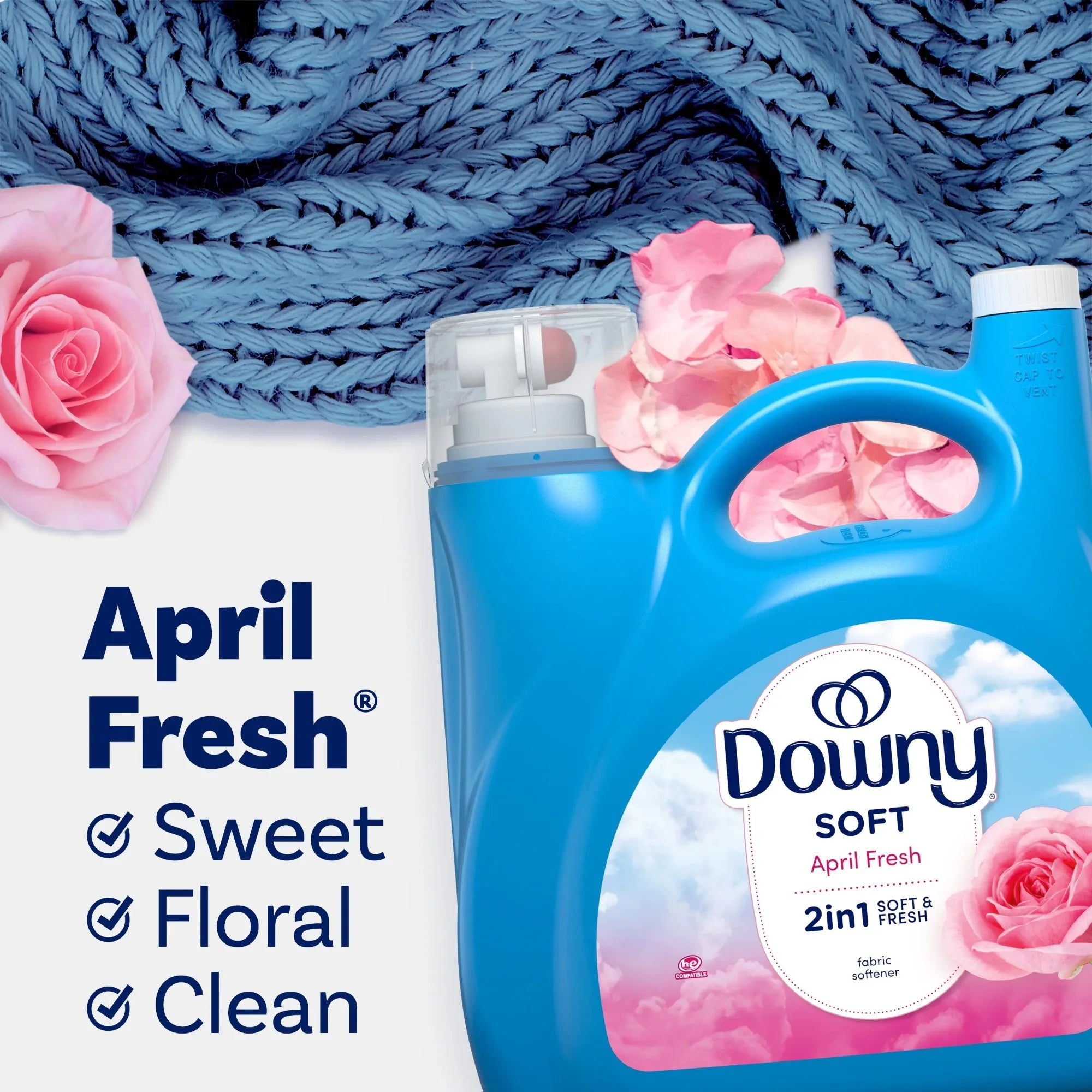 Liquid Laundry Fabric Softener and Conditioner, April Fresh Scent, 140 fl oz, 190 Loads