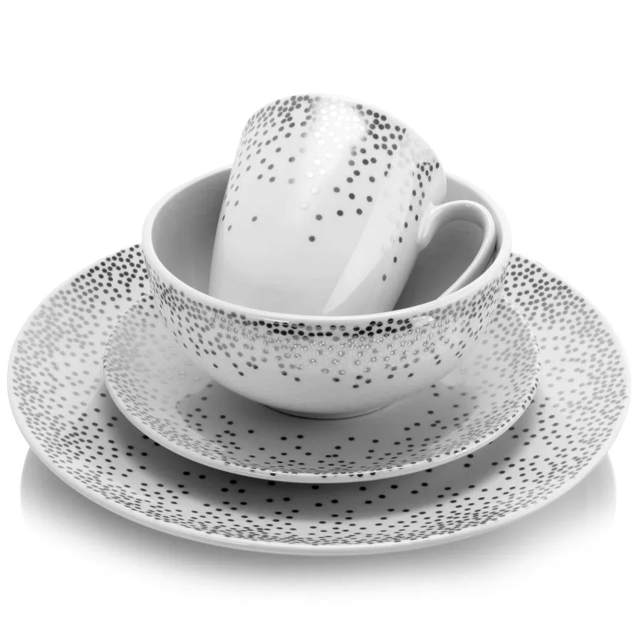 Platinum Dots 16 Piece Dinnerware Set
