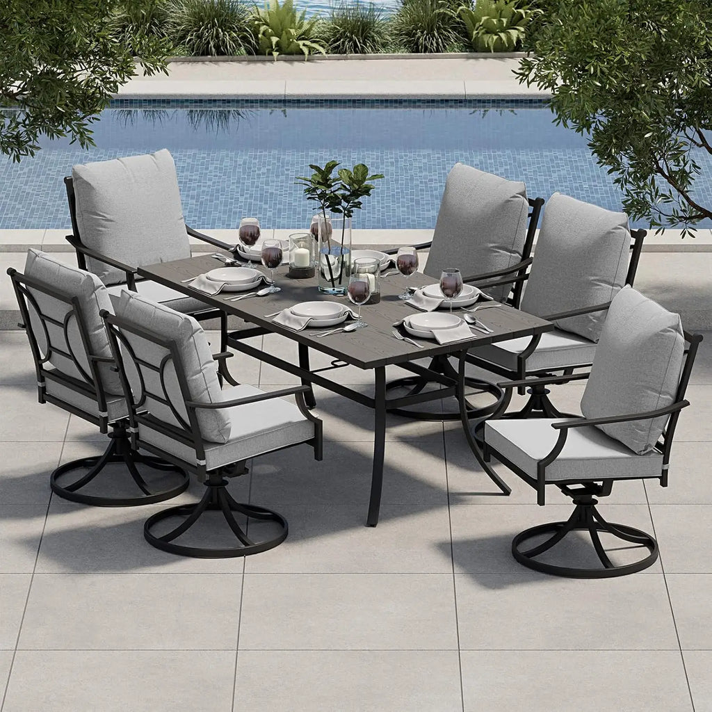 7-Piece Patio Dining Set for 6, with Cushions