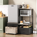 Mini Fridge Stand with Wine Rack, Power Outlet, Microwave Oven Stand, Coffee Bar