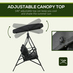 3-Seat Porch Swing Adjustable Canopy Cushion Black