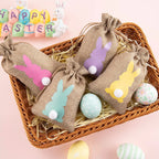 6/12/24pcs Jute Linen Treat Gift Bags for Easter