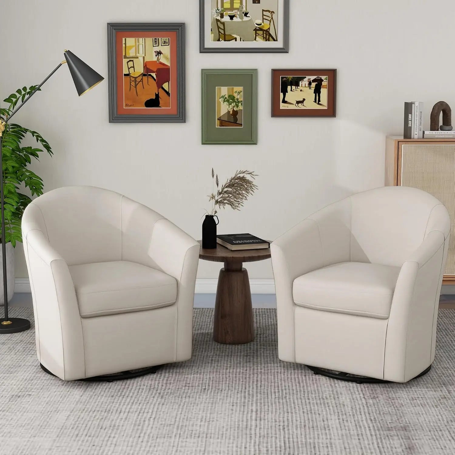 360° Swivel Barrel Accent Chairs Set of 2
