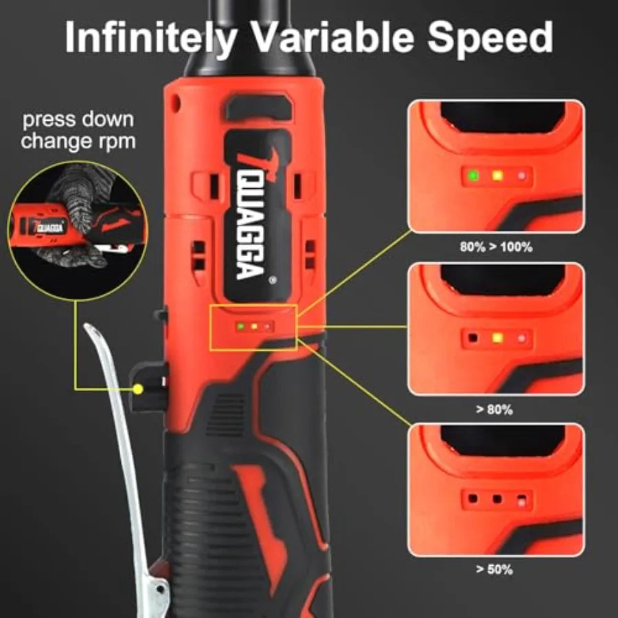 3/8" Cordless Electric Ratchet Wrench Set, Power Ratchet Tool Kit With 2 Packs 2000 mAh Battery And Charger, 45 FT-LBS