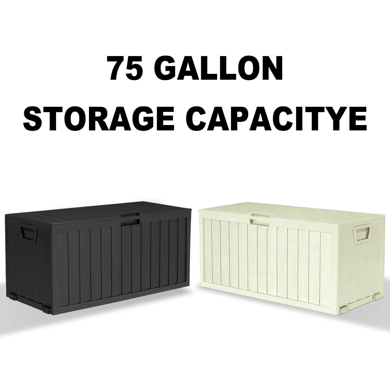 75 Gallon Heavy-Duty Waterproof Outdoor Storage Box with Flip-Top Lid