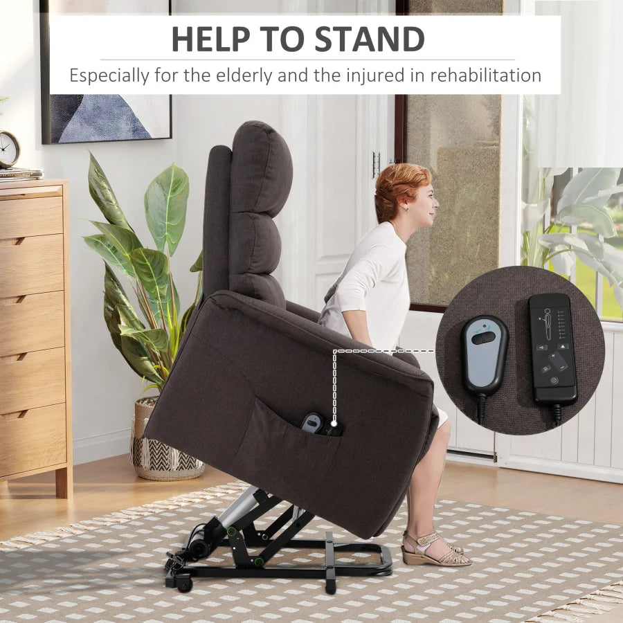 Electric Power Lift Recliner Chair for Elderly, Side Pockets for storage