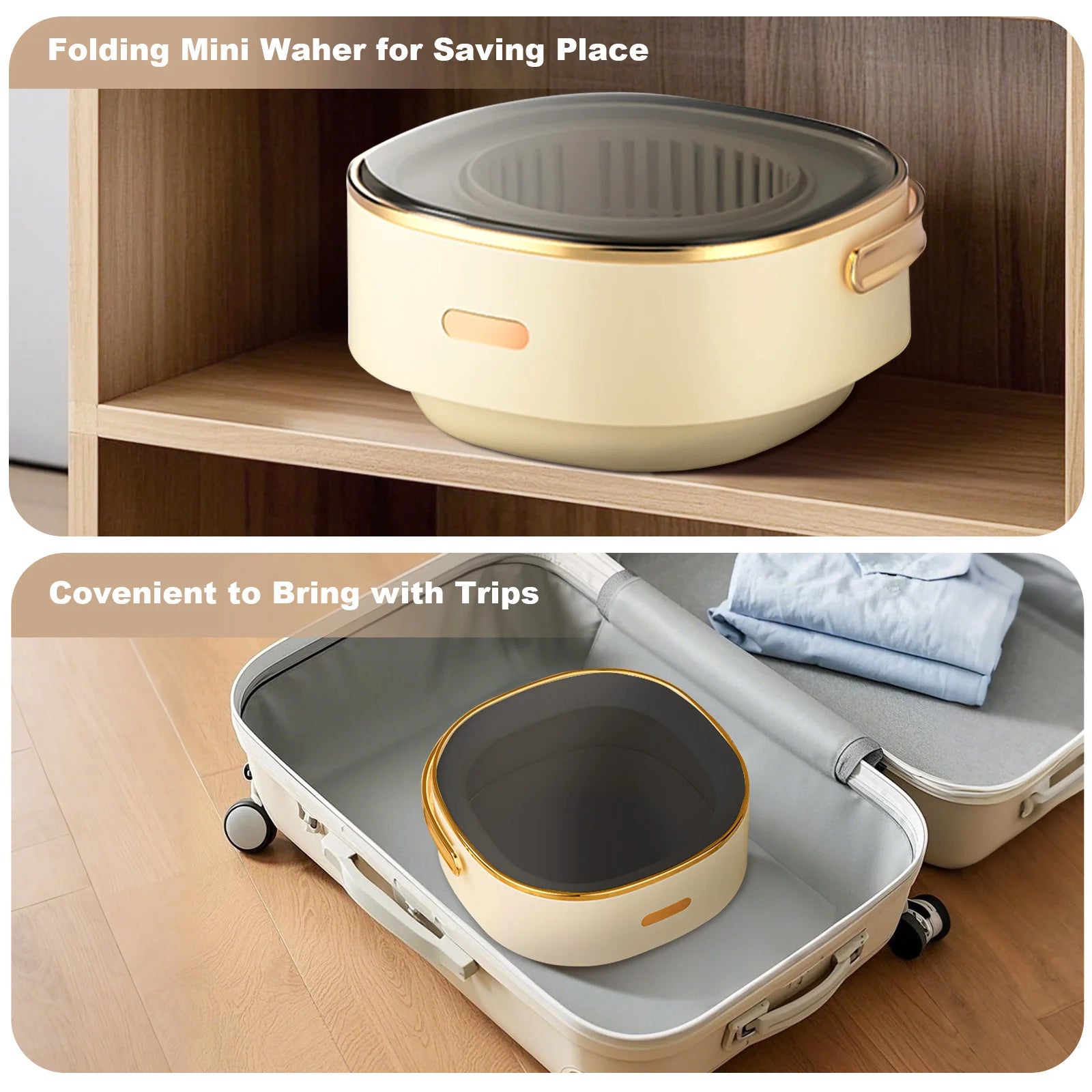 Portable Washing Machine With Spin Dryer, Fully Automatic 13L Folding Mini Washing Machine