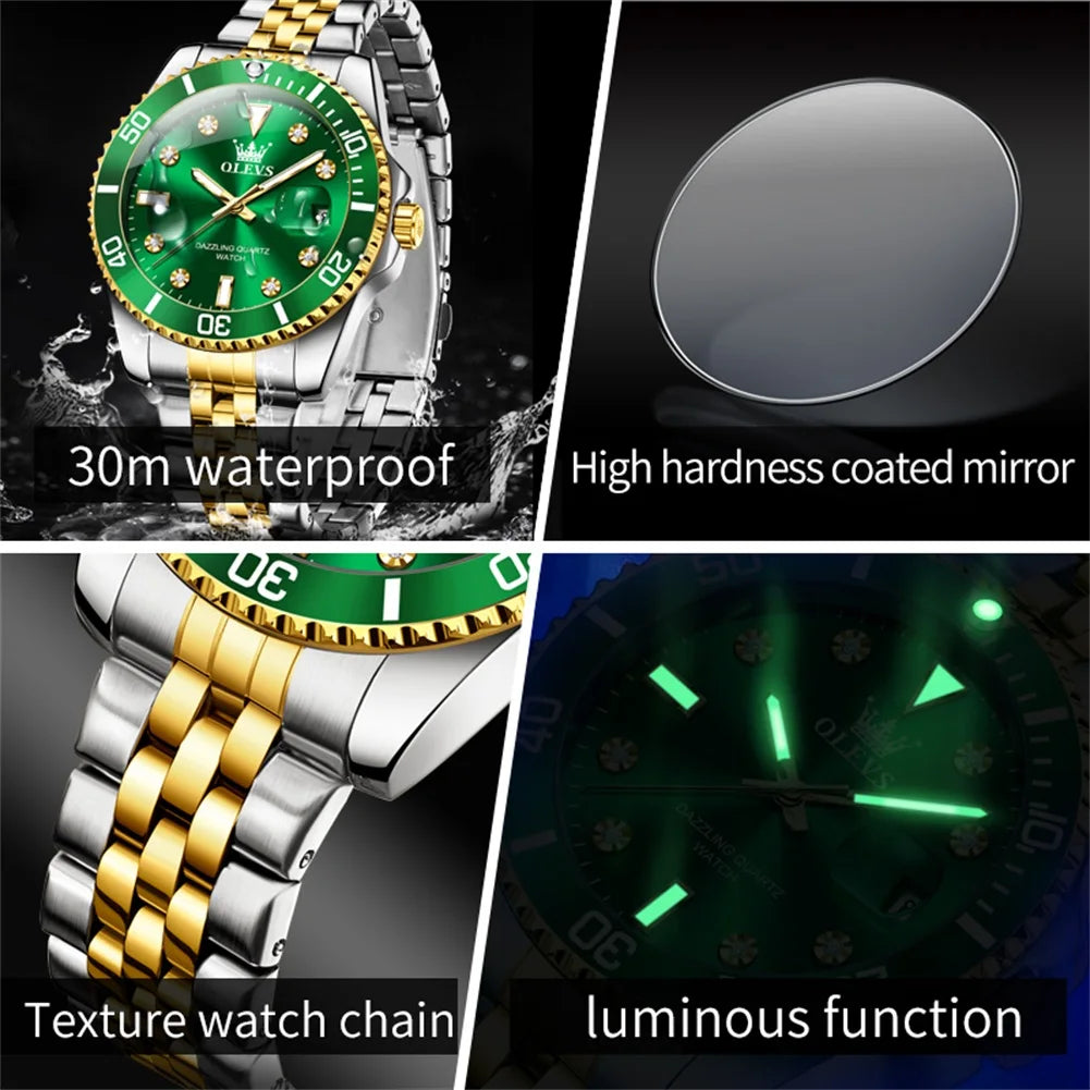 Men's Original Waterproof Automatic Date Rotation Ring Luxury Brand Diving Quartz