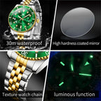 Men's Original Waterproof Automatic Date Rotation Ring Luxury Brand Diving Quartz