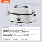 Electric Roaster Oven 24 QT Turkey Roaster Oven with Self-Basting Lid 1450W Roaster Oven Defrost&Warm Function Silver