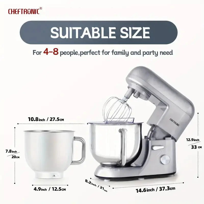 6 Speed Stand Mixer with 7 Quart Stainless Steel Mixing Bowl, Dough hook, Egg whisk