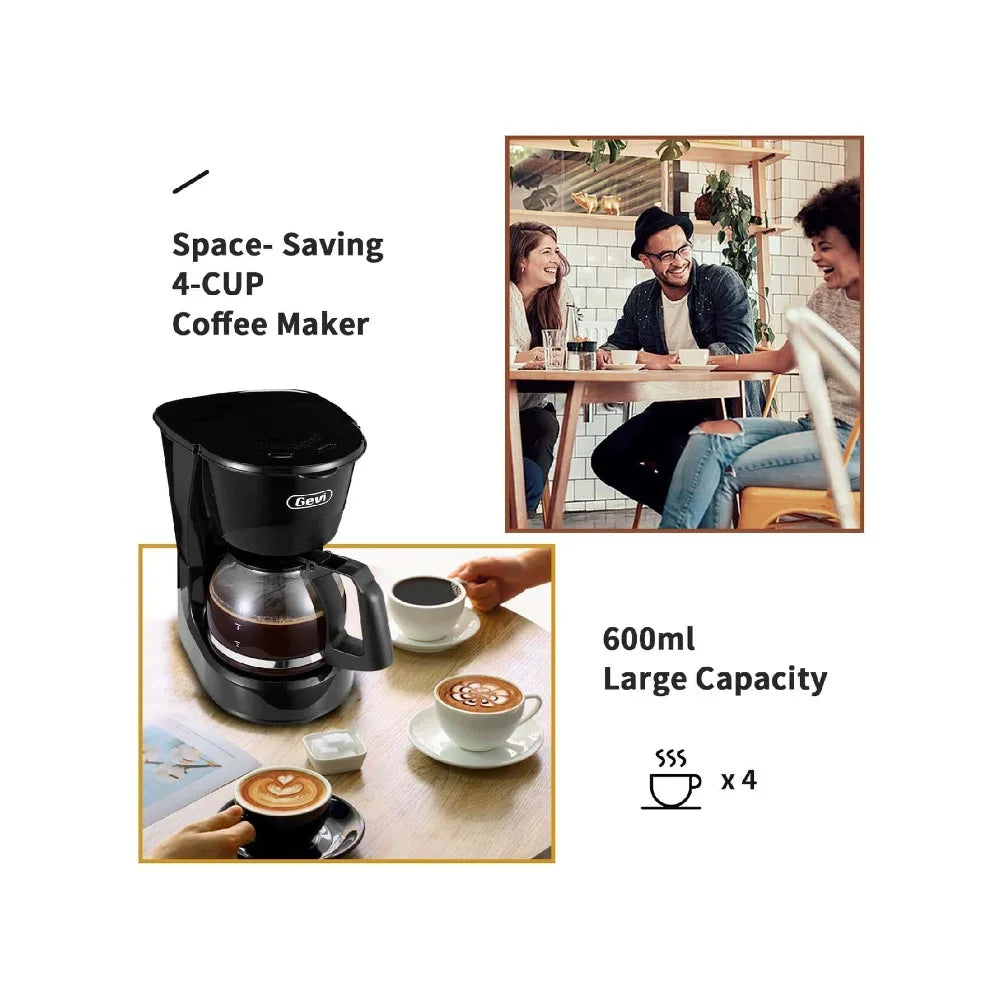 Compact Coffee Machine With Reusable Filter, Warming Plate And Coffee Pot For Home And Office