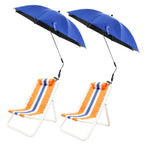 2 Pack 48 Inch Heavy Duty Beach Chair Umbrella, UPF50+ Sunshade with Strong Grip Clip