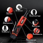 3/8" Cordless Electric Ratchet Wrench Set, Power Ratchet Tool Kit With 2 Packs 2000 mAh Battery And Charger, 45 FT-LBS