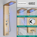 Black LED Shower Panel Tower System, Rain Waterfall Massage Body Spa