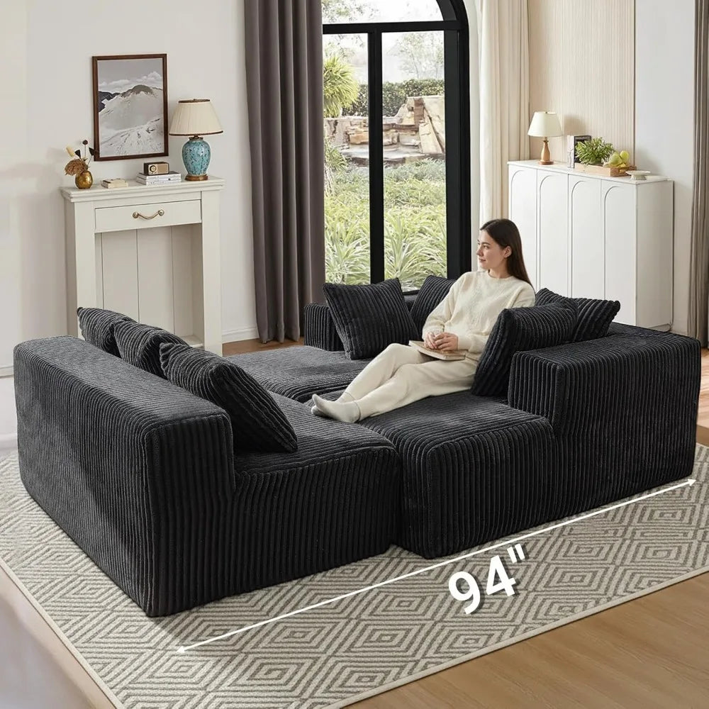 U Shaped Sleeper Sofa Bed with Deep Seat Chaise