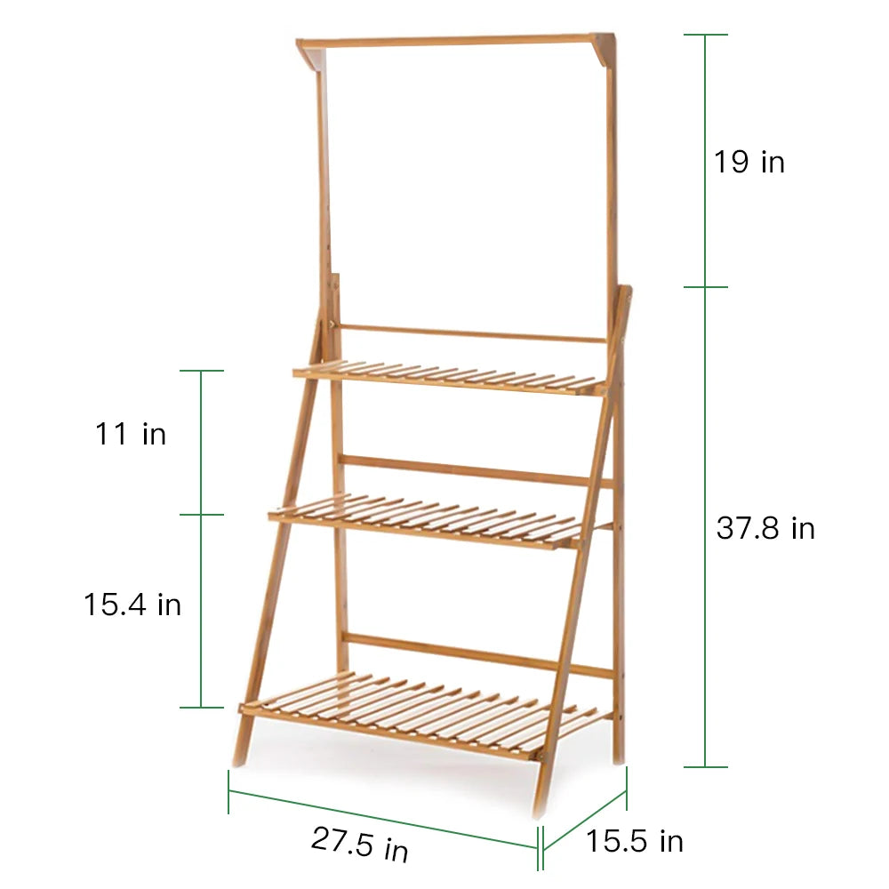 70/100cm Bamboo Plant Stand Folding 3 Tier Flower Pot Display Shelf Indoor Outdoor Ladder Garden Rack