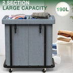 Gal190L High Grade Large Laundry Basket with Wheels, Laundry Cart with Metal Frame and Removable Bag Des