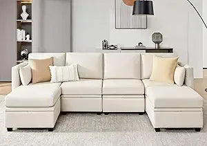 "modular sectional sofa with storage, u-shaped couch