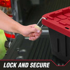 (6 pack/ 4pack) Large Storage Bin, 27 Gallon Plastic Storage Container with Snap-On Lid, Black and Red