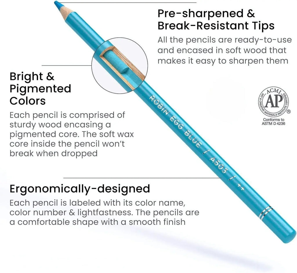 72 Soft Wax-Based Colored Pencils for Artists & Adults