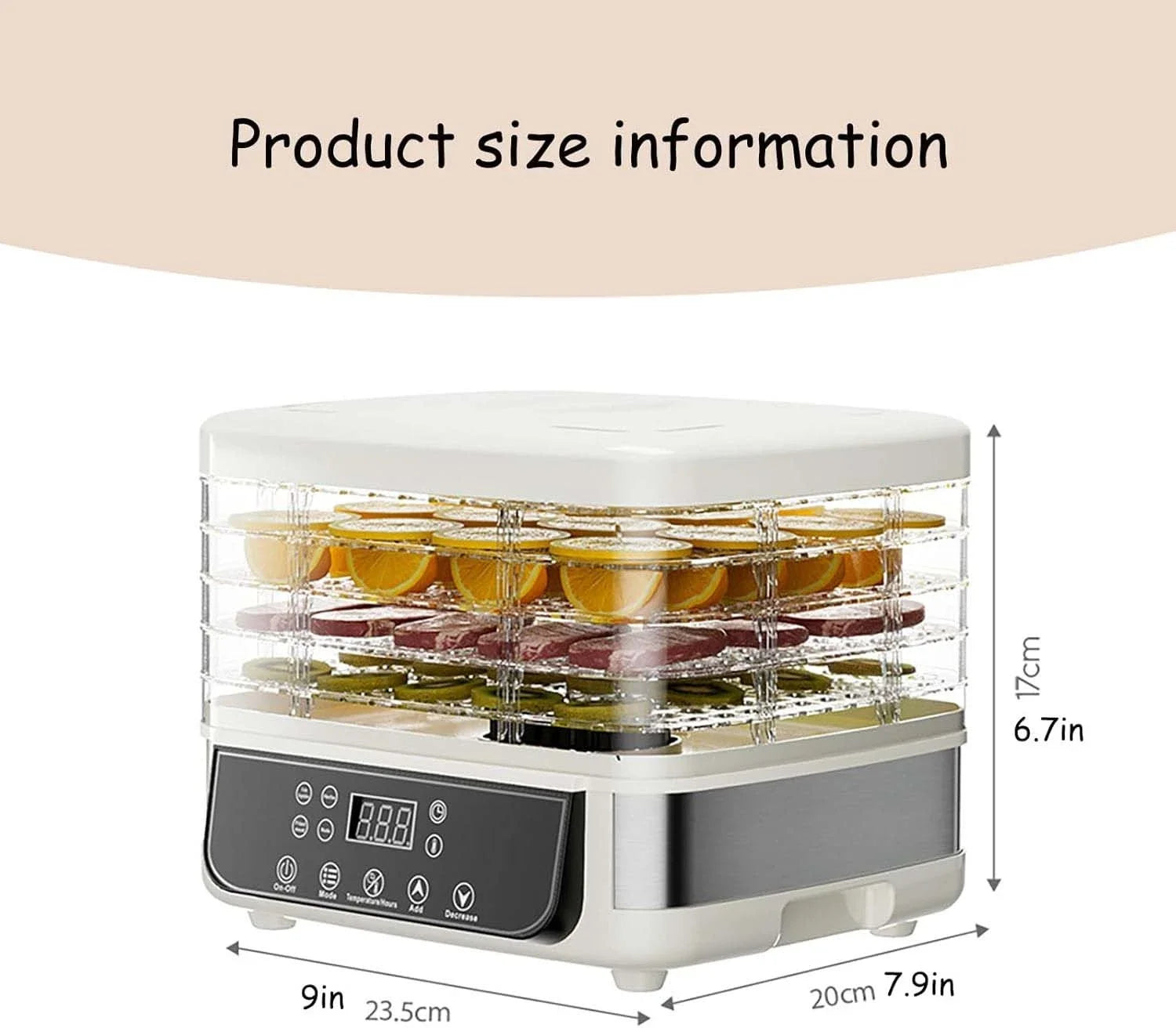 5-Layer Household Food Dryer Fruit  Adjustable Temperature Touch Control