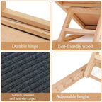 Dog Ramp, Natural Pine Wooden Lightweight Folding Anti-skid Adjustable 2 Height Climbing Ramp