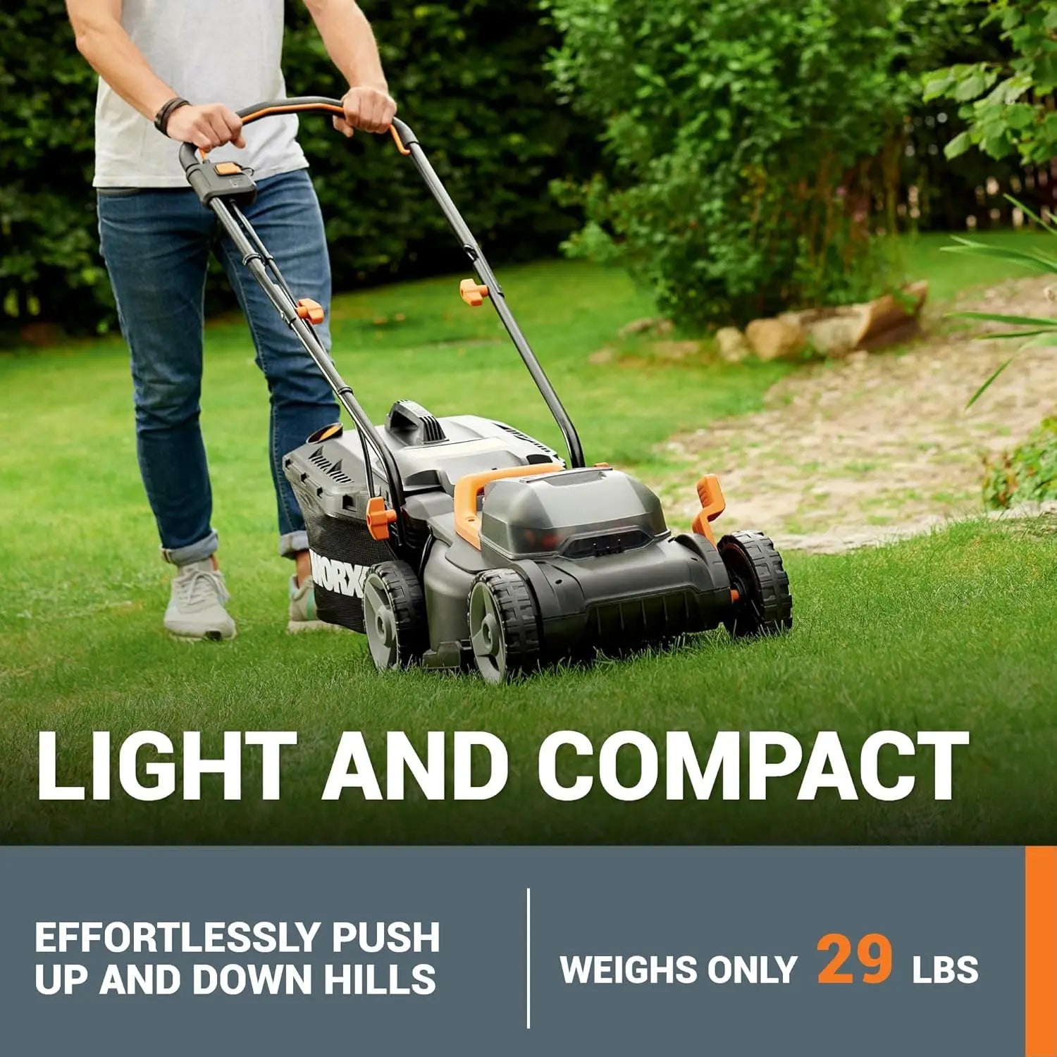 40V Cordless Lawn Mower for Small Yards, Lightweight Design & Height Adjustment